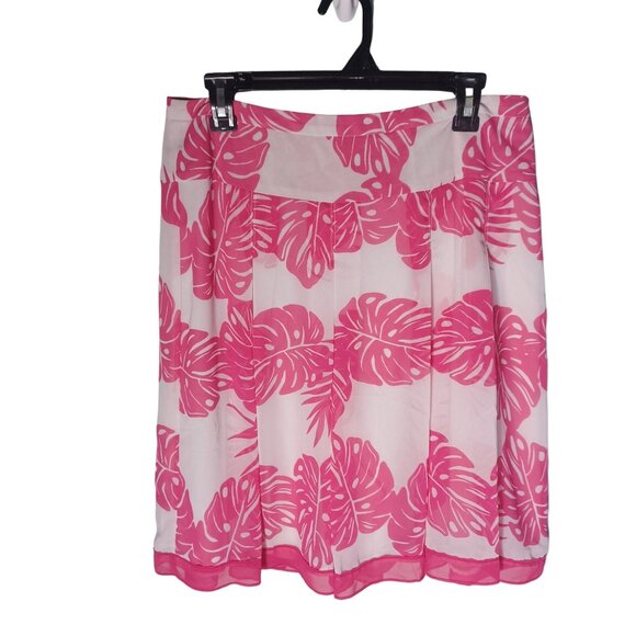 Worthington Skirt Womens 12 Sheer Pink Coastal Grandma Tropical Flowy Feminine - Picture 1 of 7
